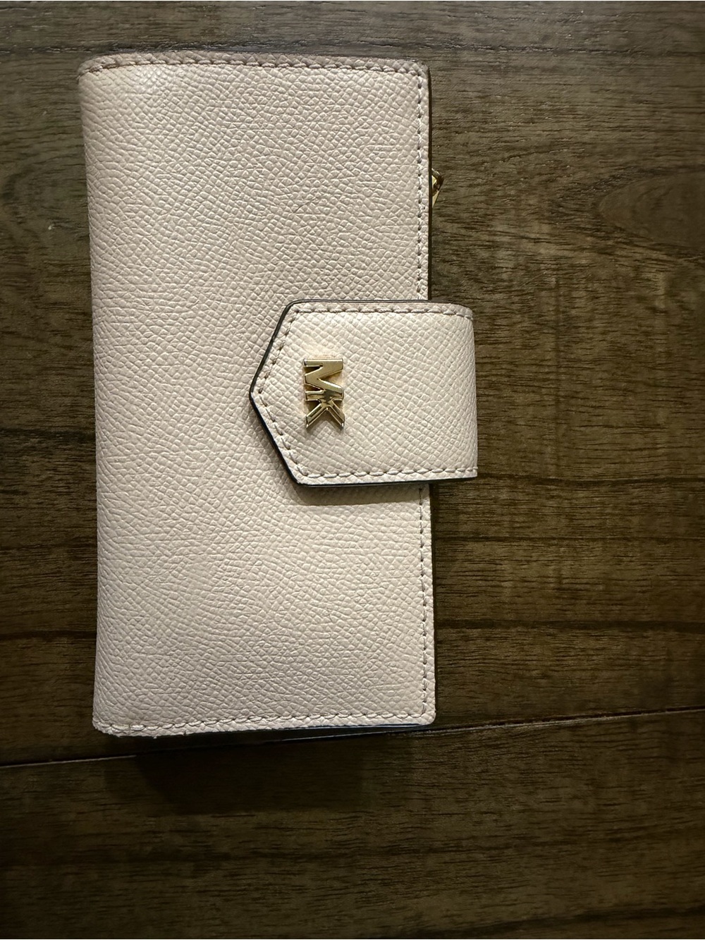 Michael Kors Pale Blush Saffiano Leather Card & Key Holder with Gold MK Logo
